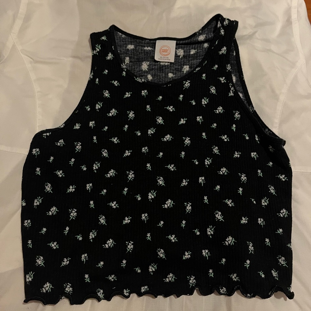 Wonder Nation Black Floral Tank Top
